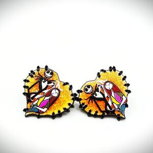 BAUBLEBAR DISNEY Jack and Sally Heart Multicolor namel and Crystal Stud Earrings